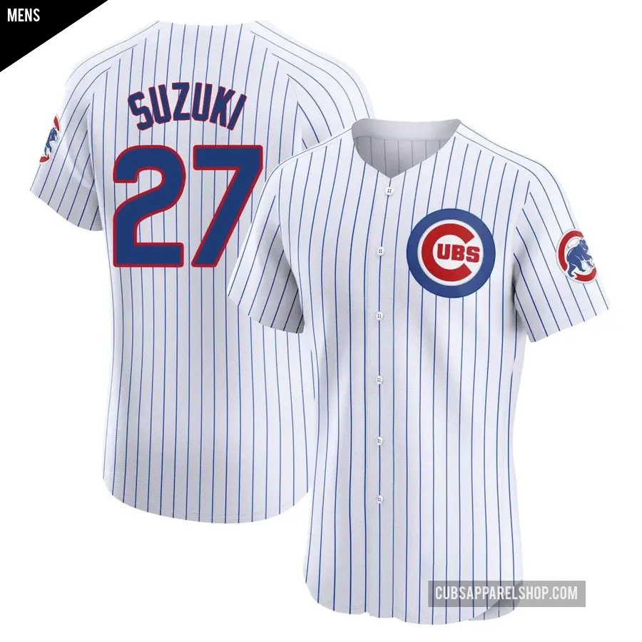 Men's Chicago Cubs ＃27 Seiya Suzuki Elite White Home Jersey