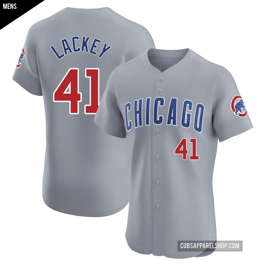 Men's Chicago Cubs ＃41 John Lackey Elite Gray Road Jersey