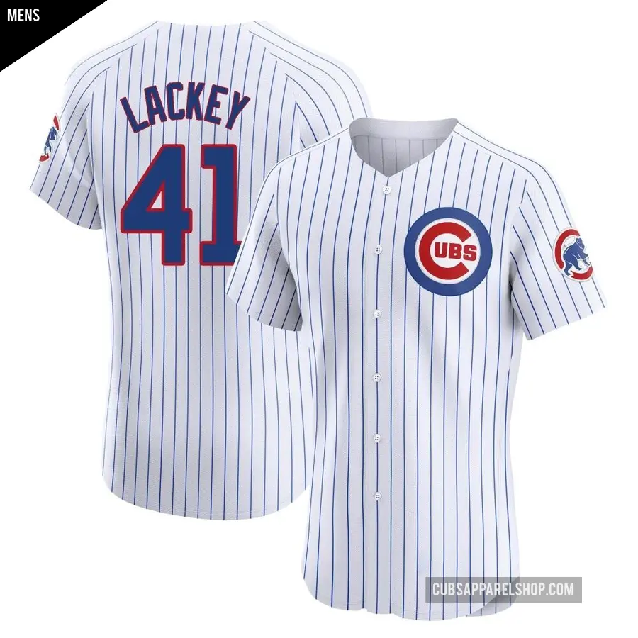 Men's Chicago Cubs ＃41 John Lackey Elite White Home Jersey