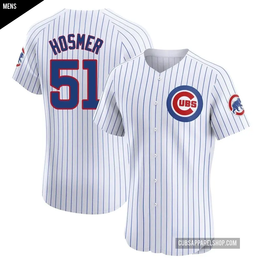 Men's Chicago Cubs ＃51 Eric Hosmer Elite White Home Jersey