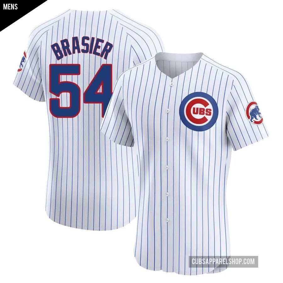 Men's Chicago Cubs ＃54 Ryan Brasier Elite White Home Jersey