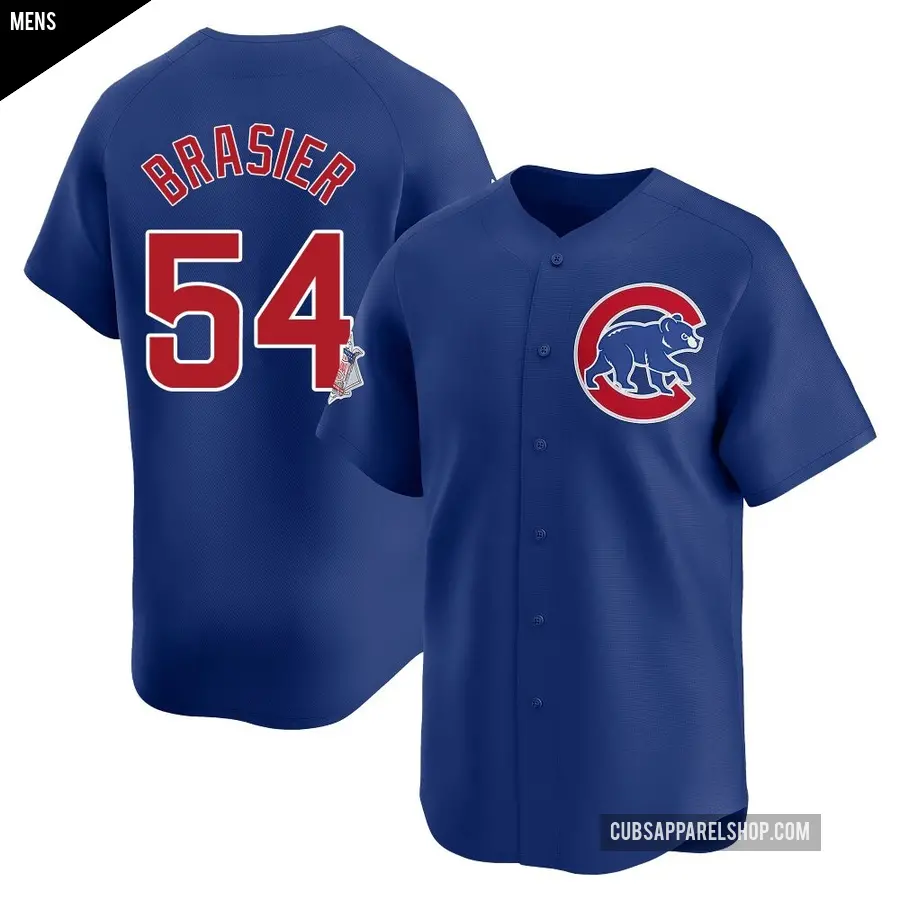 Men's Chicago Cubs ＃54 Ryan Brasier Limited Royal Alternate Jersey