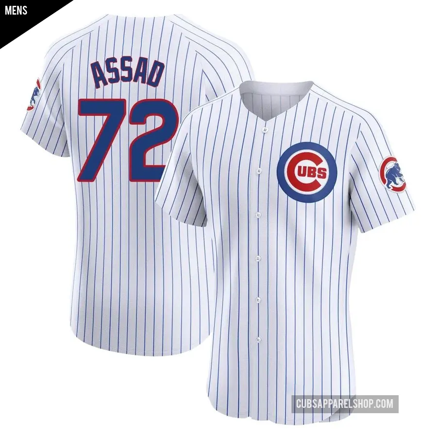 Men's Chicago Cubs ＃72 Javier Assad Elite White Home Jersey