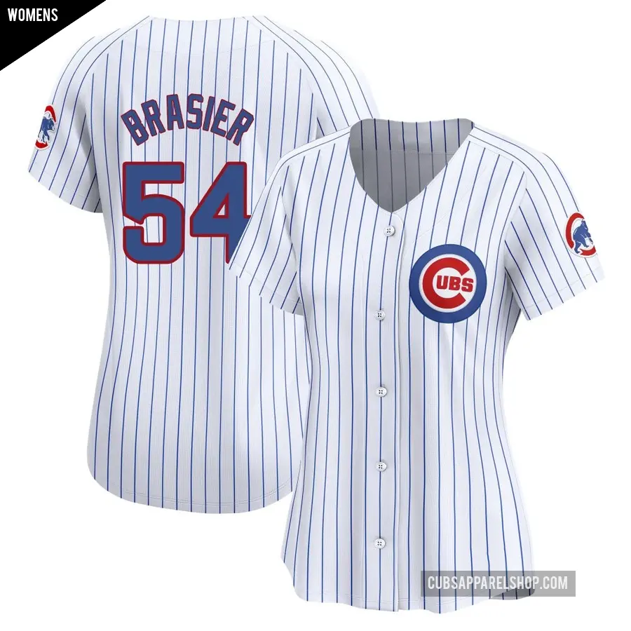 Women's Chicago Cubs ＃54 Ryan Brasier Limited White Home Jersey