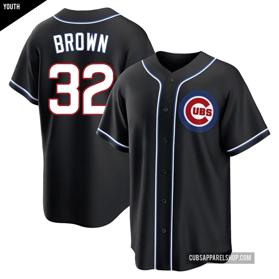 Youth Chicago Cubs ＃32 Ben Brown Replica Black Fashion Out Jersey