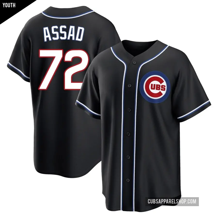 Youth Chicago Cubs ＃72 Javier Assad Replica Black Fashion Out Jersey